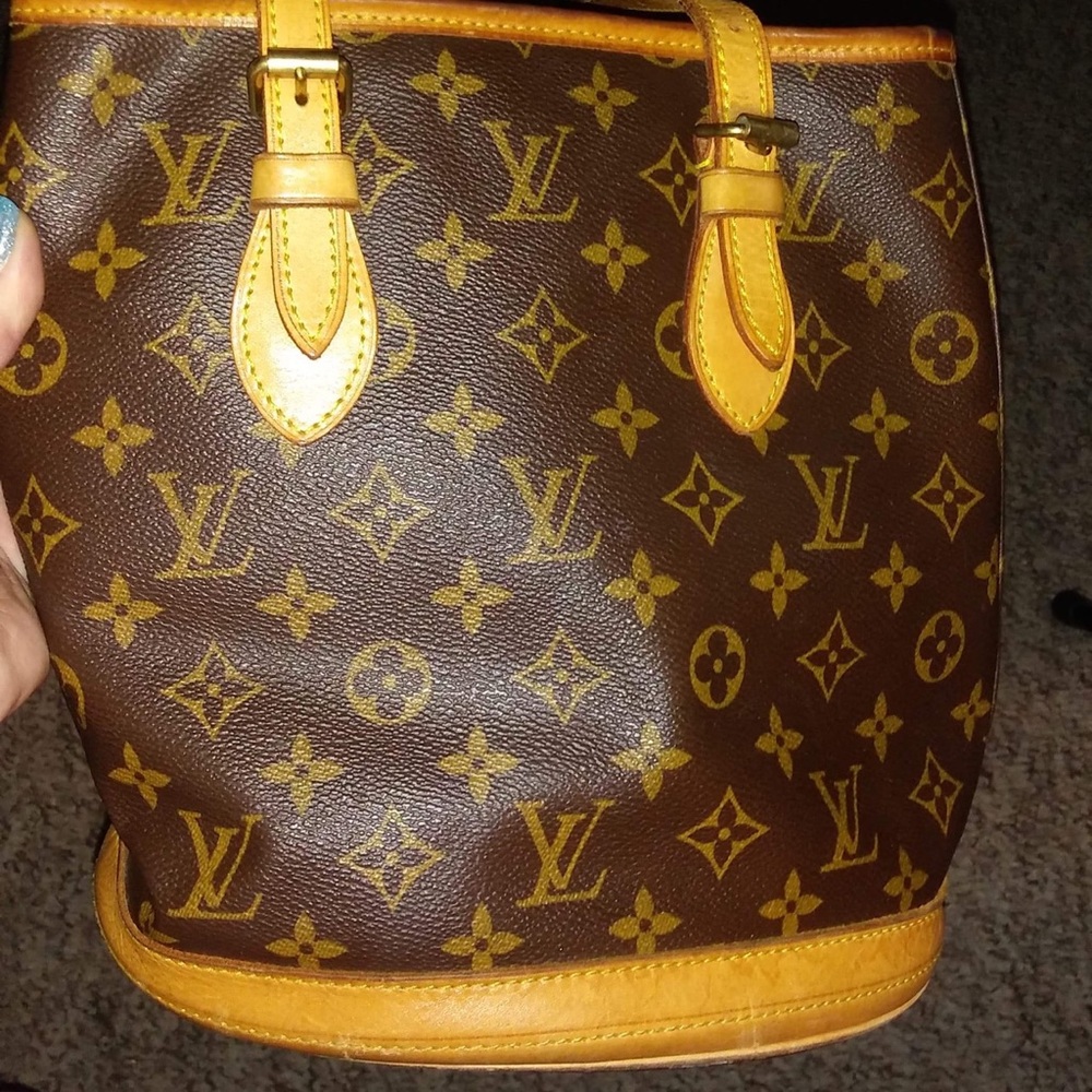 LV monogram petite bucket bag.